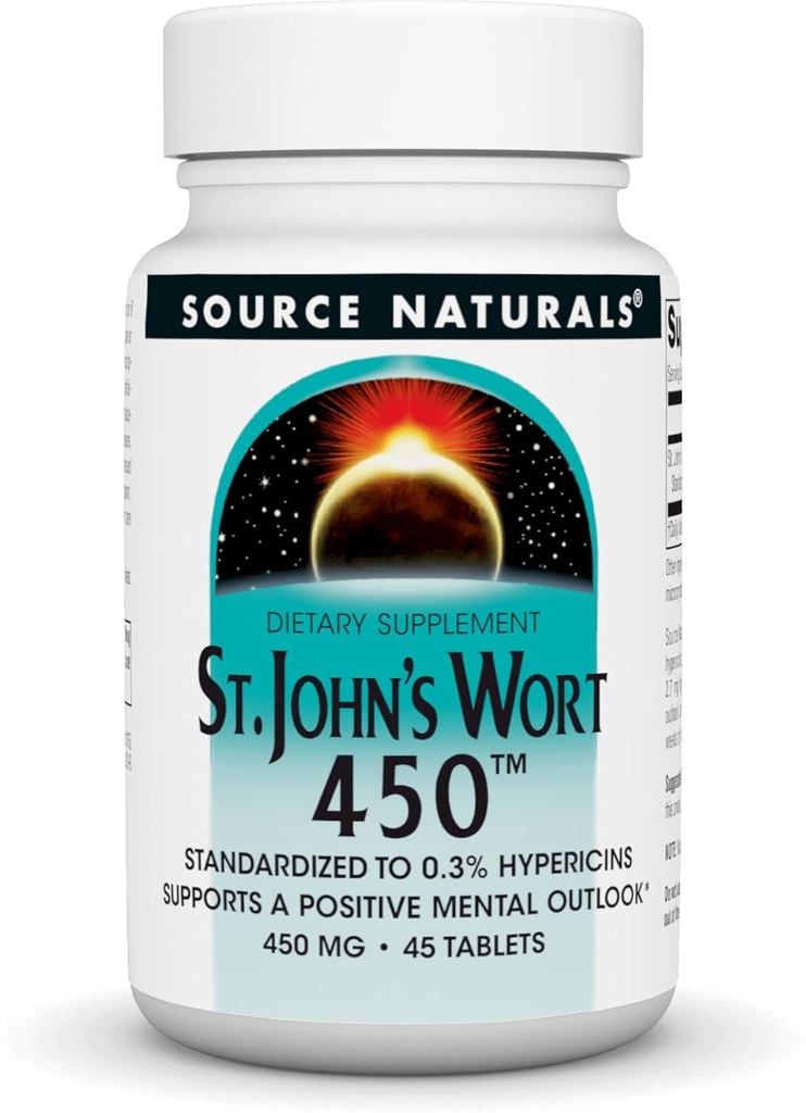 Fuente Naturals St. John's Wort 450 mg Admite una Perspectiva Mental Positiva - 45 Tablets