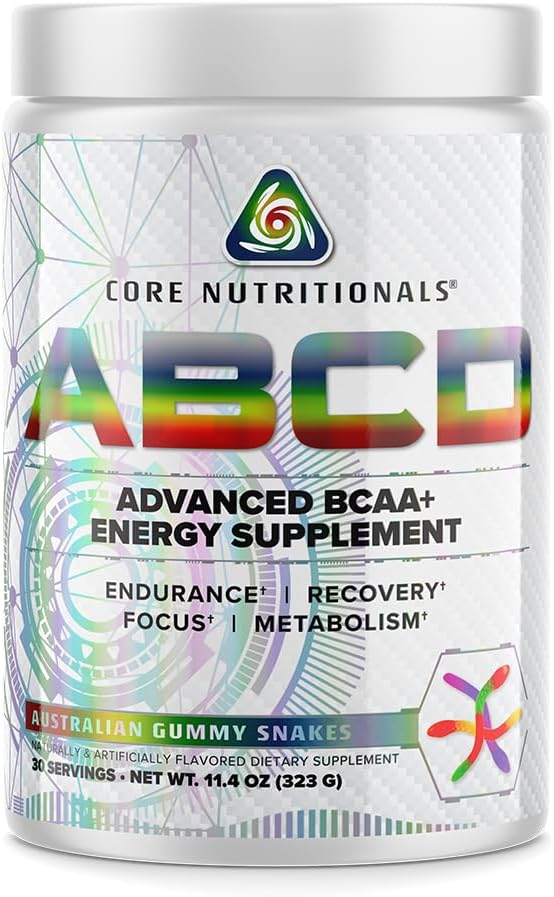 Core Nutritionals Platinum ABCD Advanced BCAA Energy Supplement, Mejora la resistencia, la recuperación y el Focus 30 Servings (Australian Gummy Snakes)