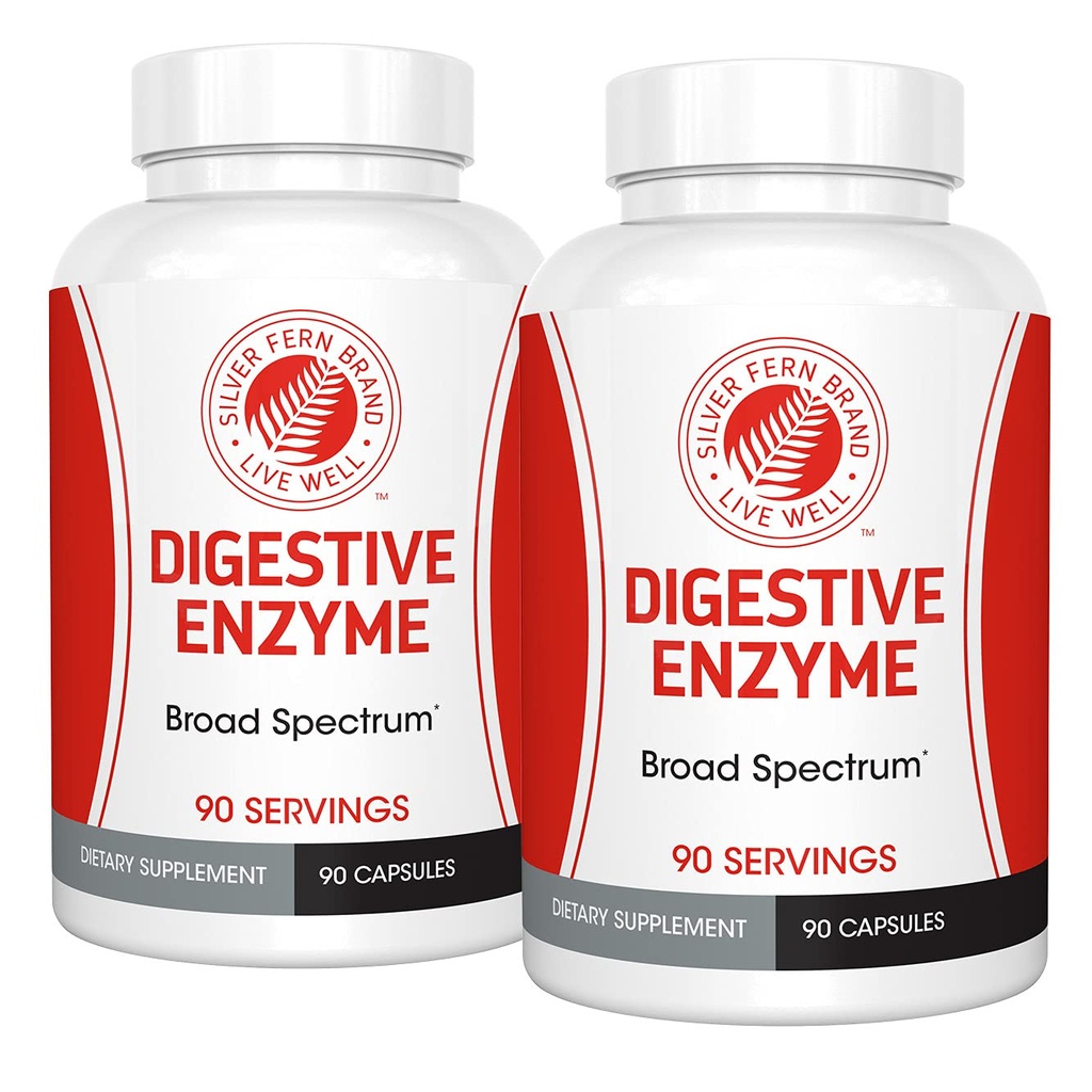 Silver Fern Brand Ultimate High Potency Digestive Enzyme Suplemento - 2 Botellas - 100% cobertura intestinal - Confort Digestivo - Mejorar la Tolerabilidad Alimentaria
