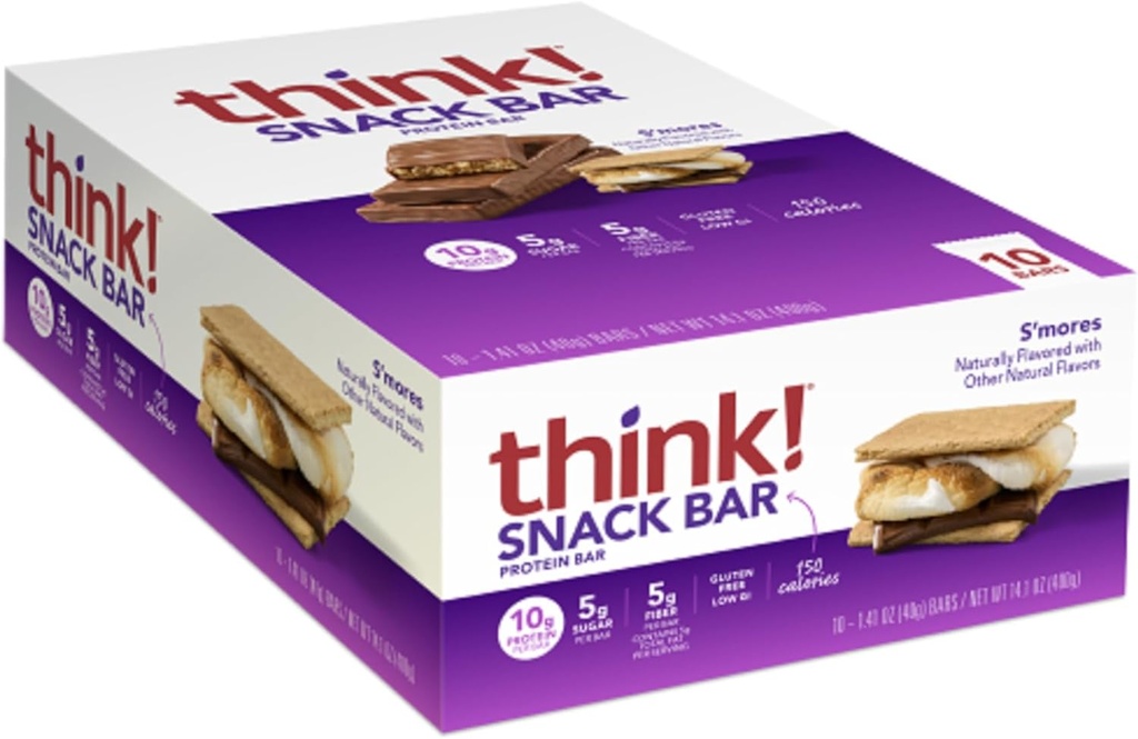 ¡Piensa! Bares de proteína con Chicory Root para Fiber Snack Bares, 1.4 Oz
