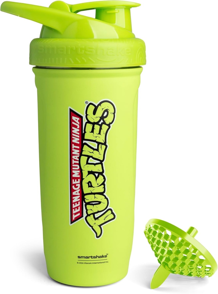 Smartshake TMNT Reforce Stainless Steel Protein Shaker Bottle - Non Insulated Unisex Gym Bottle | Metal Shaker Bottles - 900 ml | 30 oz - Leakproof Screw-on Lid - BPA Free | (Light Green)