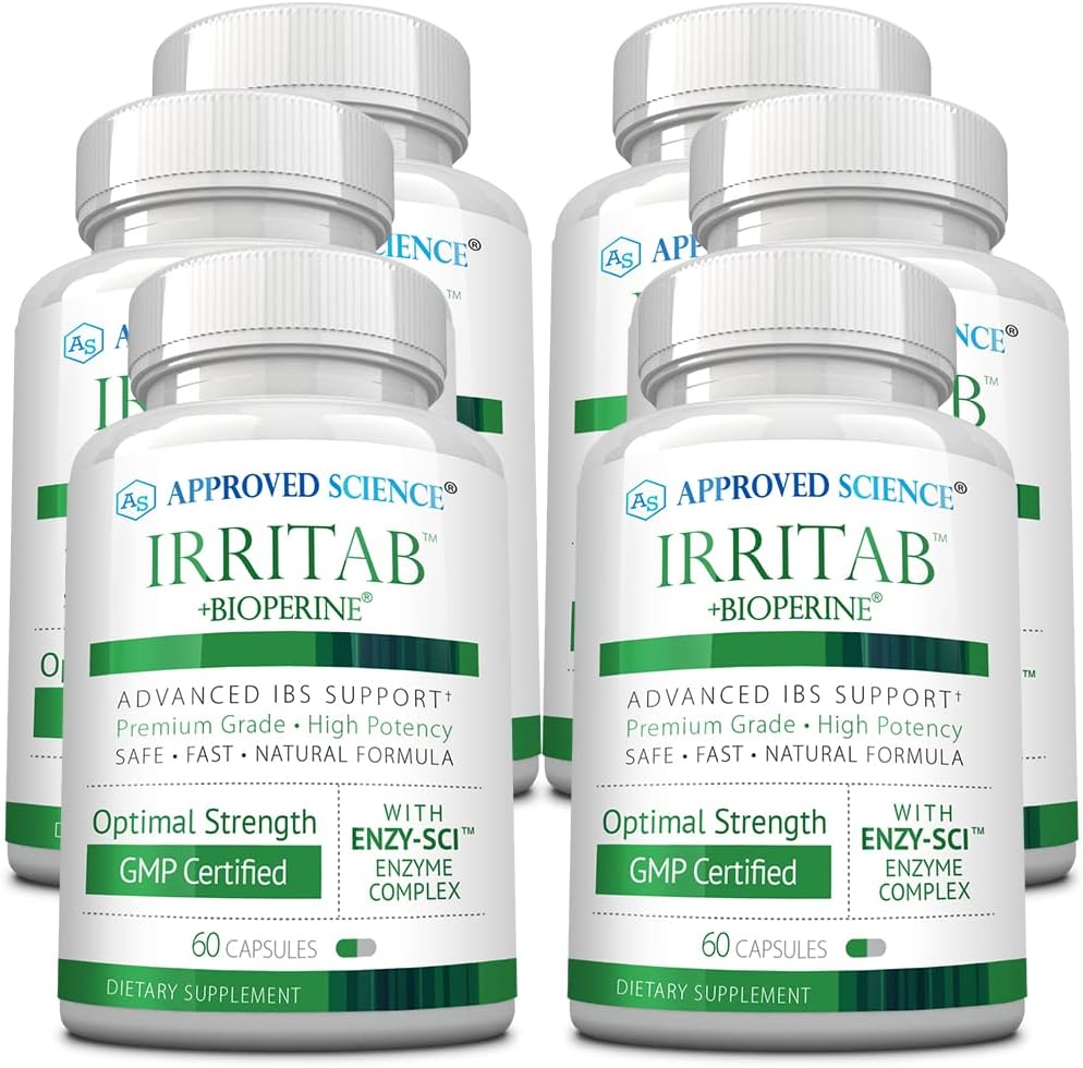Aprobada Ciencia Irritab - Apoyo a la Enzima Digestiva Natural - Apoyo Total - Suministro de 6 meses