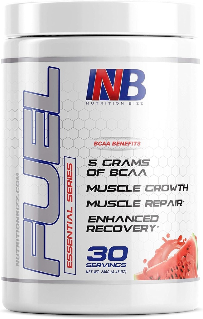 Fuel 2:1:1 BCAA Powder, 5 Grams of BCAAs Amino Acids, Post Workout Recovery Drink for Muscle Building, Recovery, and Endurance, 30 Servings (Watermelon)