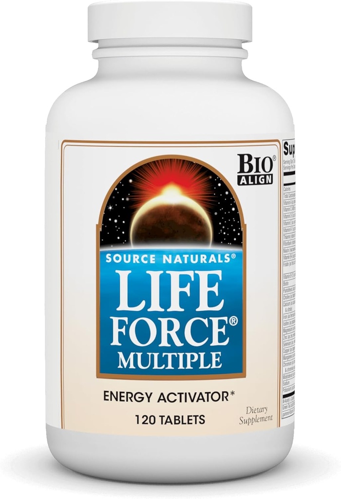 Fuente Naturals Fuerza de Vida Múltiples Vitaminas Esenciales Multivitamínicas, Minerales, Antioxidantes & Nutrientes - Energía &amp; Inmune Boost - 120 Tabletas