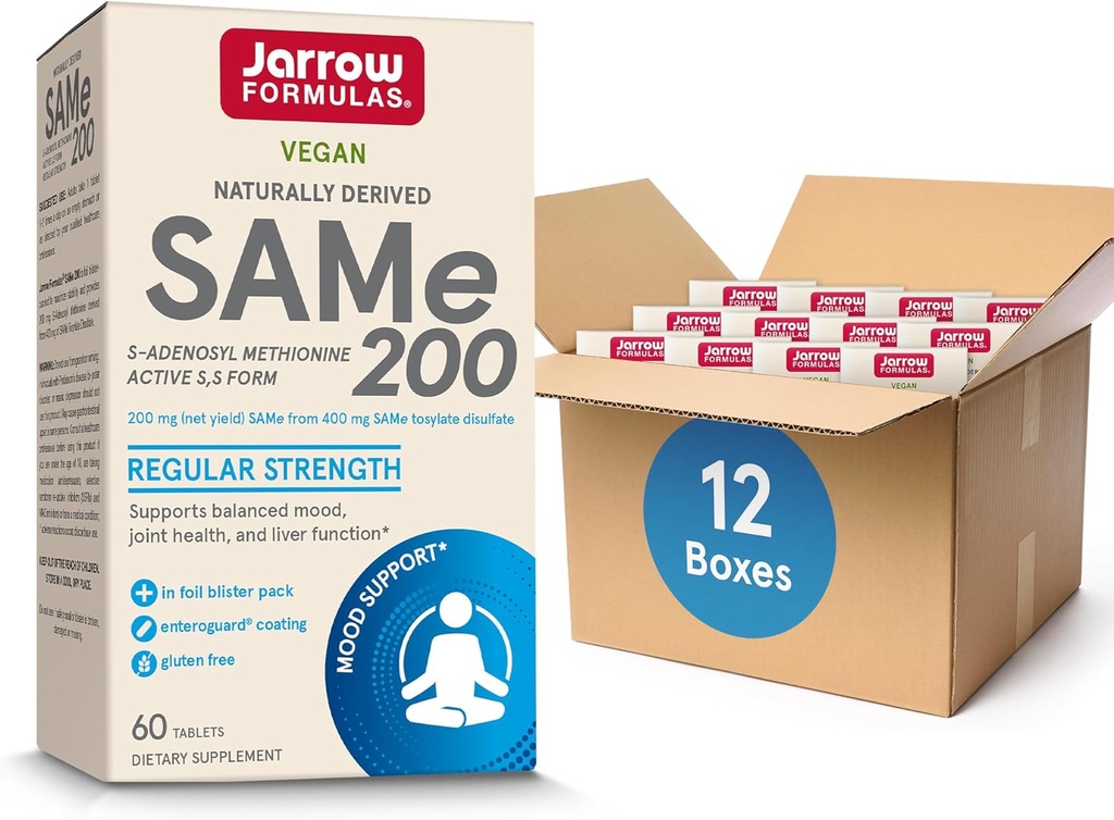 Fórmulas de gorrión Mismo 200 mg, soporta la salud conjunta, función del hígado, metabolismo cerebral, 60 tabletas, hasta una fuente de 60 días (Pack of 12)