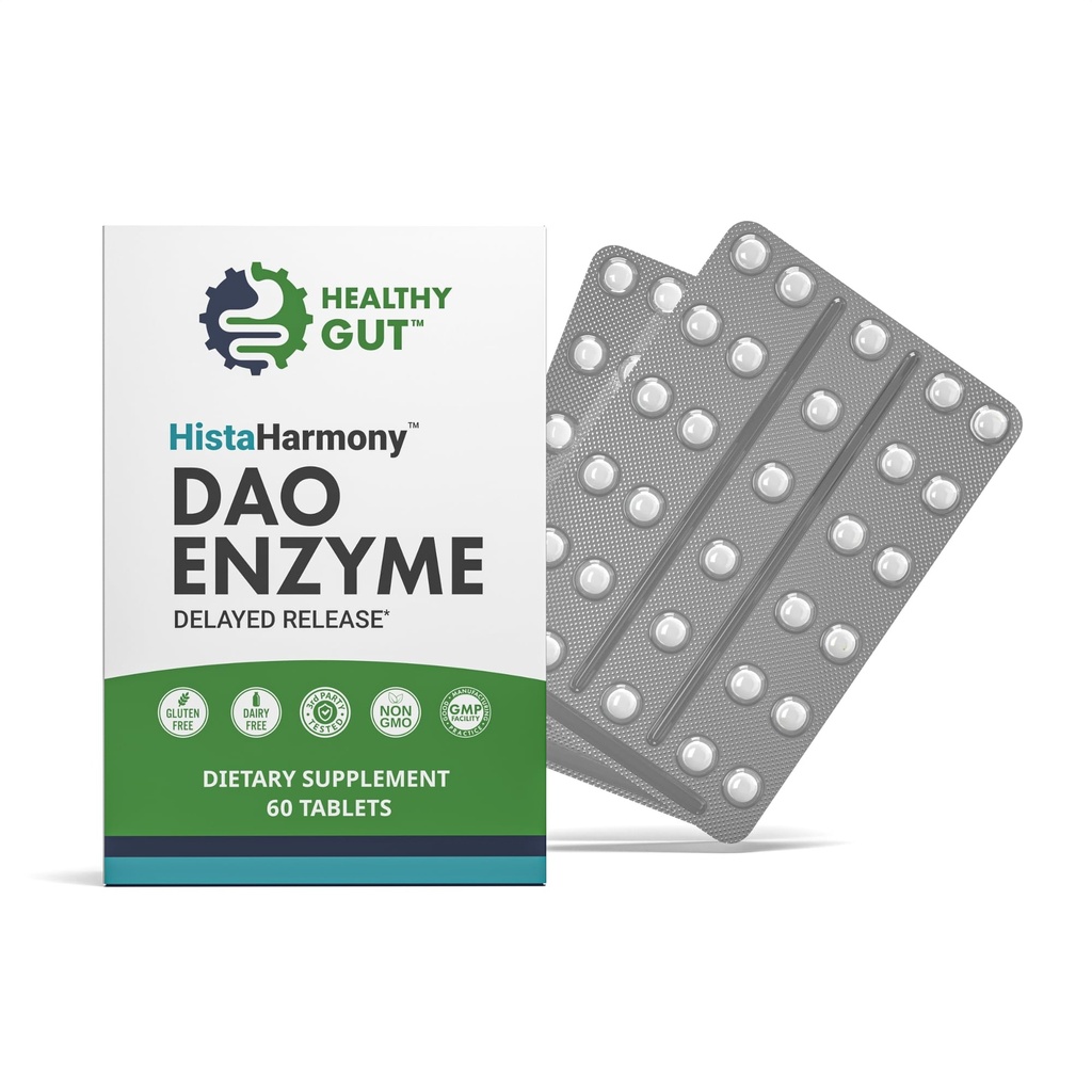 Saludable Gut HistaHarmony ← Delayed Release DAO Enzyme Supplement TEN 30,000 HDU Diamine Oxidase Histamine Blocker ANTE 60 Servings