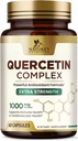 Quercetina Suplemento 1000mg - Soporte natural de base vegetal para Immune, Celular, respiratorio " Cambios estacionales - Extra Strength Quercetin Dihydrate de Sophora Japonica - 60 cápsulas vegetales