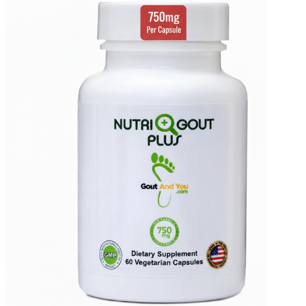 Gout y tu NutriGout Plus - Uric Acid Support Premium Fórmula - 60 cápsulas vegetarianas - 750 mg por cápsula