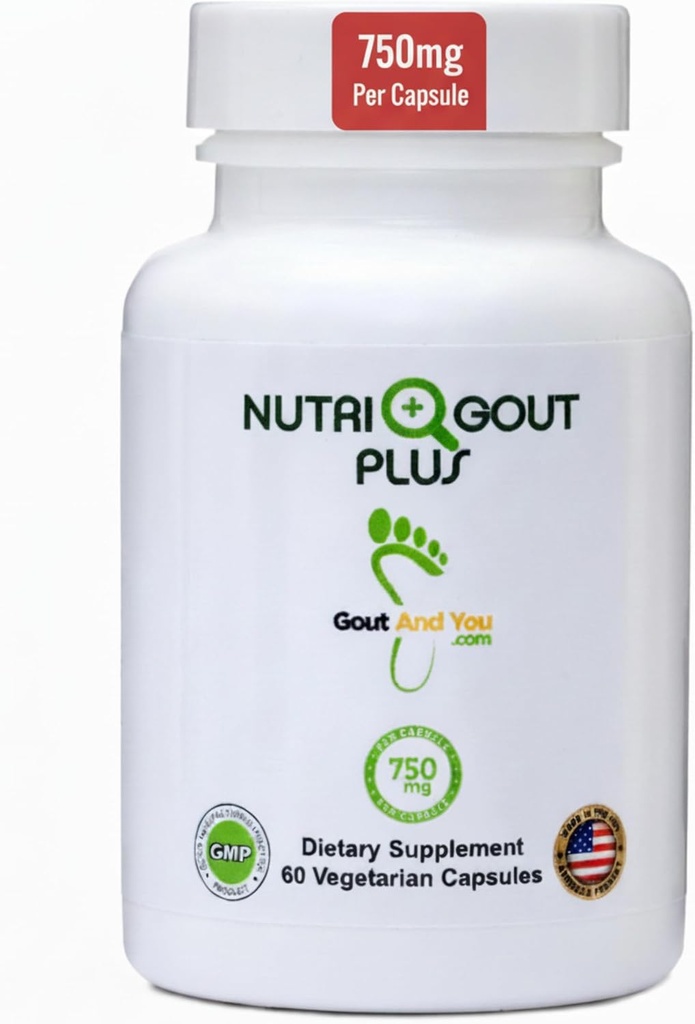 Gout y tu NutriGout Plus - Uric Acid Support Premium Fórmula - 60 cápsulas vegetarianas - 750 mg por cápsula