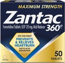 Zantac 360 Tablas máximas de fuerza, 50 Cuentas, Prevención y Alivio de acidez, 20 mg Tabletas