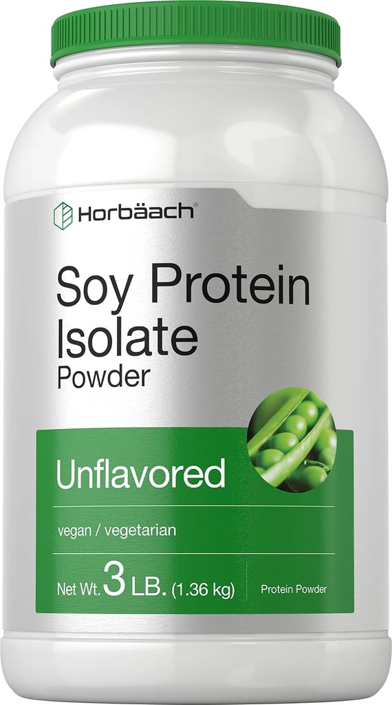 Horbaach Soy Protein Isolate Powder Silencio 3 lb ← Desflavorado Silencio para Mujeres y Hombres Silencio Vegetariano, Vegano, No GMO, y Gluten Gratis