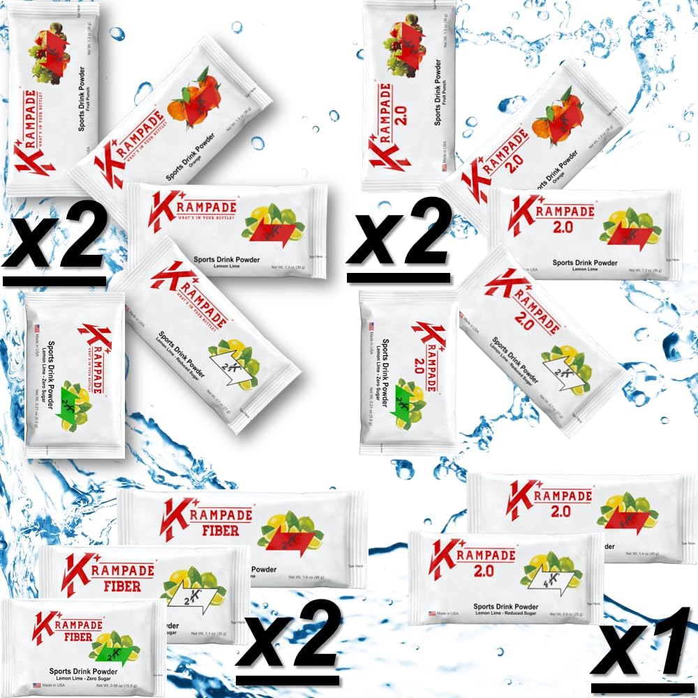 Krampade Electrolytes Powder Potassium Suplemento - 2000 mg K+, ≤2X Más que el agua de coco Silencio Cramp Relief and Prevention ← Hydration Powder Packets
