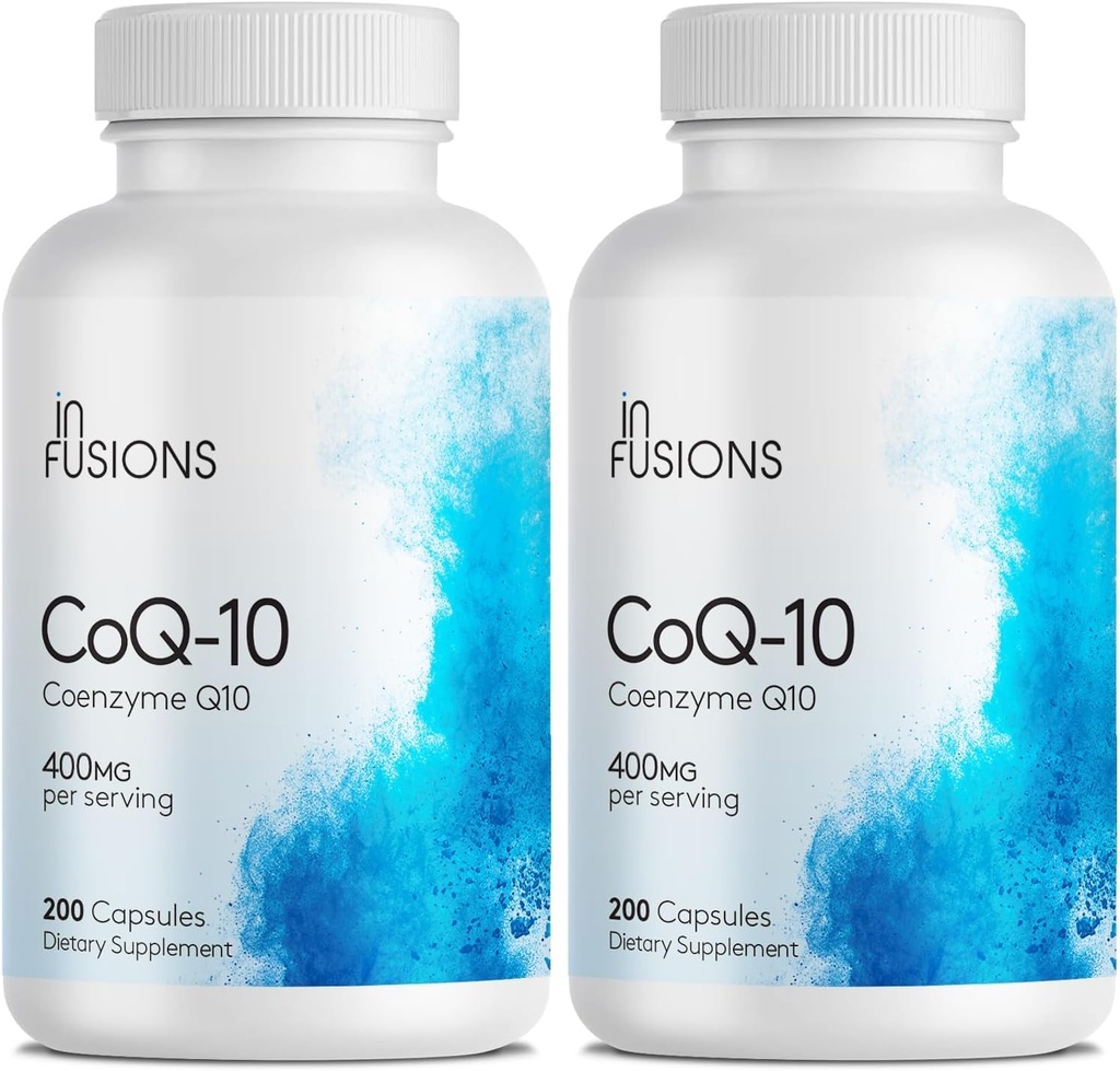 Infusiones Pure Extra Strength CoQ10 400mg 400 Capsules High Absorption Gluten Free Non-GMO 2 Pack