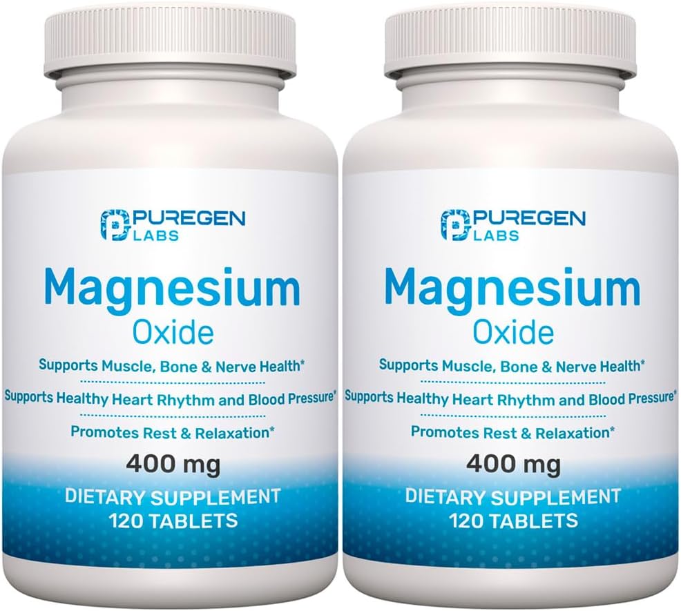 Oxido de magnesio 400mg [Potencia alta] Suplemento Silencio 2 Pack - Total 240 Tablets