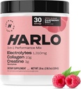 Harlo - Raspberry Salt Electrolyte Drink Mix with Bovine Collagen &amp; Creatine- Creatine Monohydrate Powder - Pre Workout Powder - Sugar Free Energy Drinks - Post Workout Recovery