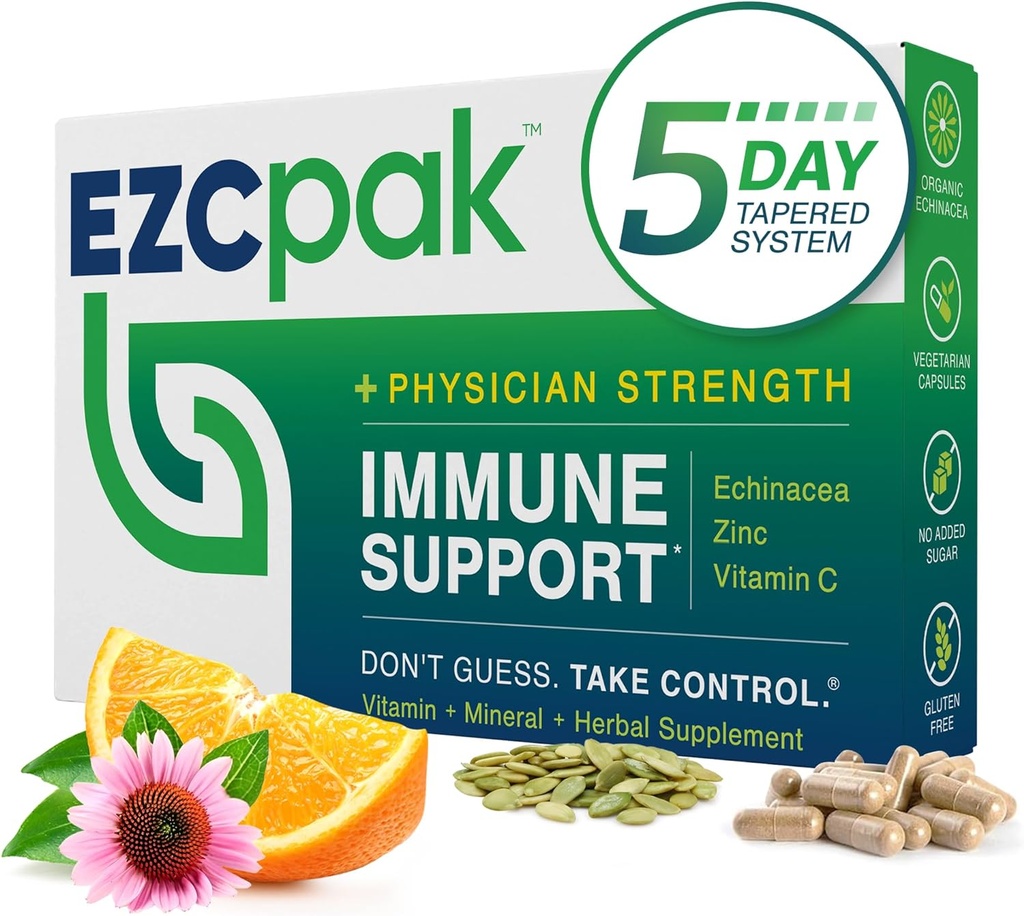 EZC Pak 5-Day Tapered Immune Support Booster - Vitamin Immune Support Suplemento, Echinacea, Zinc Vitamin C, Vitaminas para Immune System Support, Immune Boosters for Adults - Immune Support Vitaminas