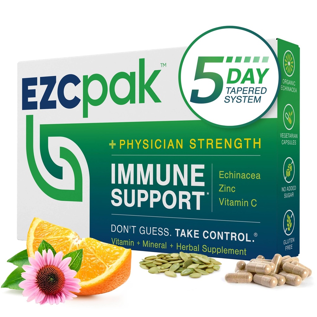 EZC Pak 5-Day Tapered Immune Support Booster - Vitamin Immune Support Suplemento, Echinacea, Zinc Vitamin C, Vitaminas para Immune System Support, Immune Boosters for Adults - Immune Support Vitaminas