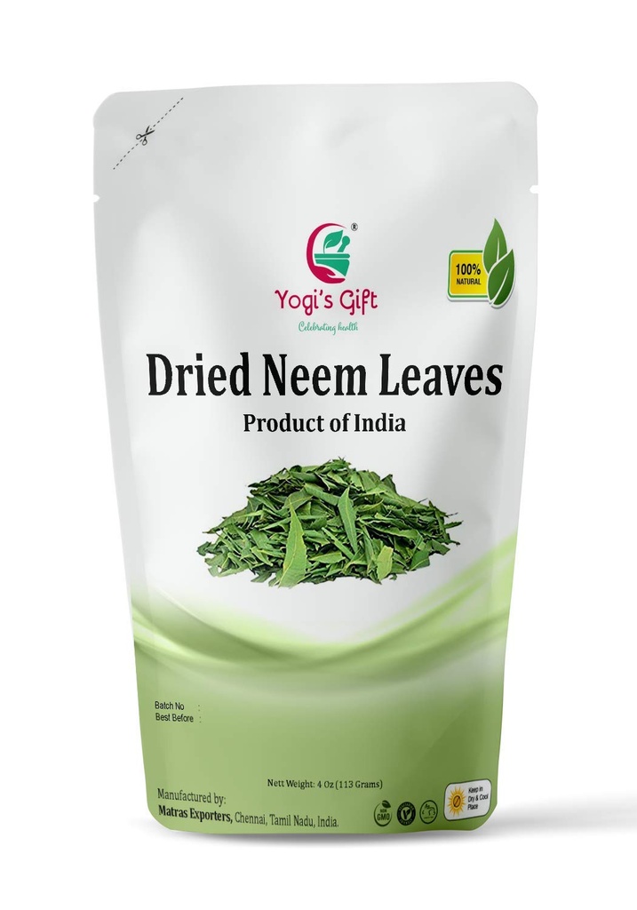 Yogi’s Gift ← Orgánica Dried Neem hojas 4 oz ← 100% Té detox natural (aproximadamente 1800 Hojas enteras) Silencio Producto de India Silencio Azadirachta Indica Leaf Silencio Margosa deja Silencio No GMO, Eticamente Fuentes ← Nim Tree