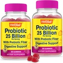 WellSí (2 Pack 25 Billones Probióticos + Prebióticos para Hombres y Mujeres Gummies - Apoyo Digestivo, Gut Health, Immune Support Gummy - Probióticos para la Salud Digestiva con 12 Estrenos - 60 Gummies