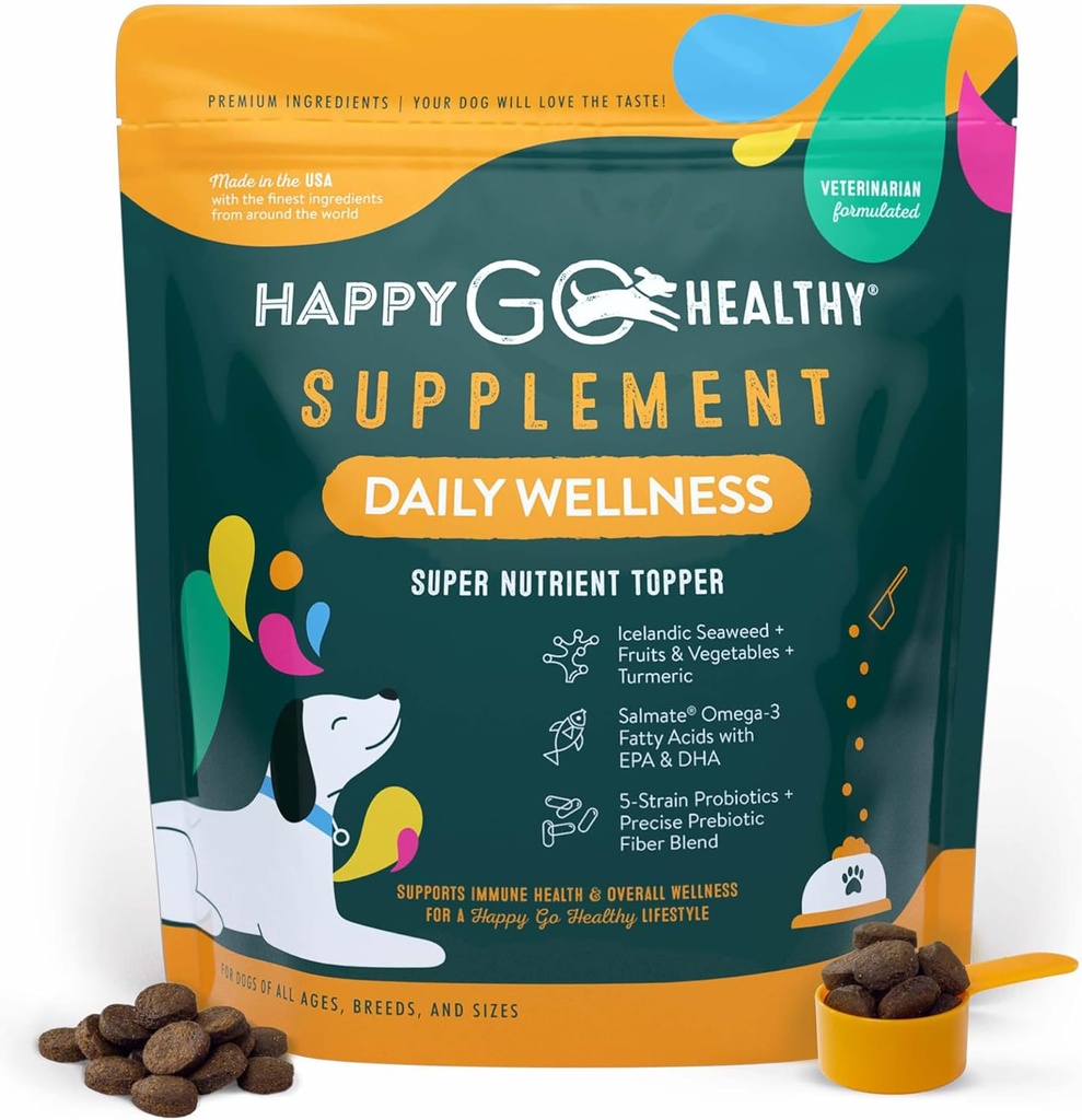 Suplementos diarios de bienestar para perros ← Beneficios prebióticos con aceite de pescado y algas marinas para mantener a su perro durante todo el día Larga vida Todos los pechos y tamaños Ø 120 Cuenta