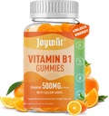 Vitamina B1 Gummies 500mg, Chewable Thiamine B1 Suplemento para Adultos, con 600 mg de Citrato de Calcio, Soporte Nervous System, Vegan, Natural Orange Flavor