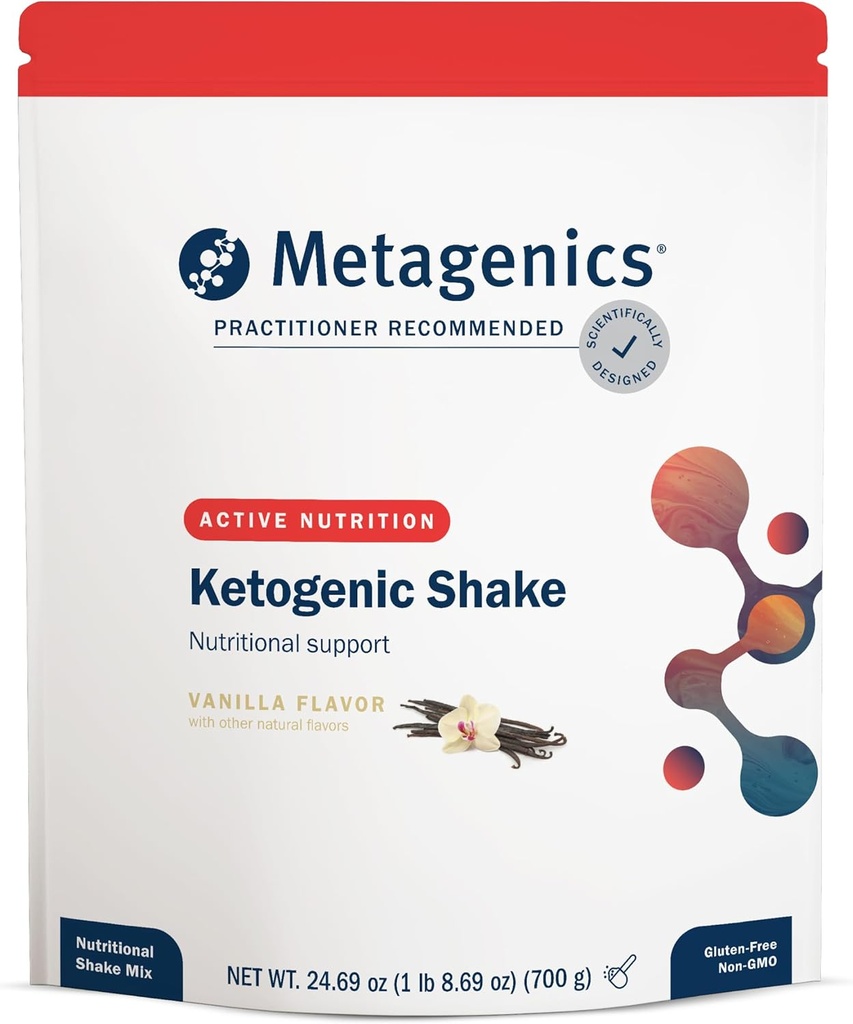 Metogénica Ketogénico Shake - Ketoogenic Diet Protein Shake - 25 Vitaminas & Minerales - Con Biotina, Calcio, Hierro &amp; Manganeso - No Gluten-Free - Vainilla - 14 porciones