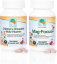 Raise Them Well Mag Focus ← Citrato de Maganesio " B-6 para niños sometidos Natural Strawberry Flavored Magnesium Focus Supplements and Great Tasting Chewable Multivitamin for Kids Bundle