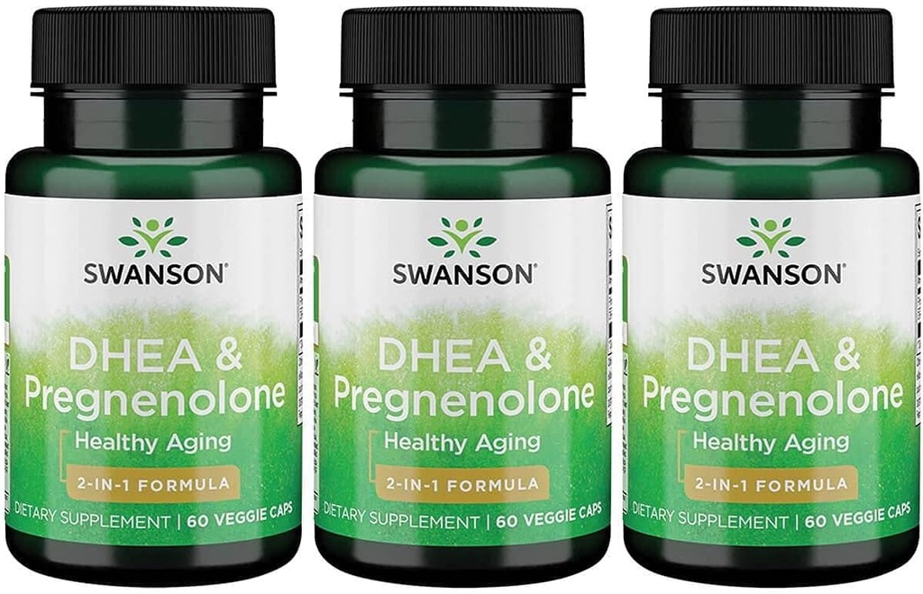 Swanson Dhea y Pregnenolone Complex 60 Veg Capsules (3 Pack)
