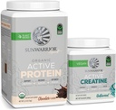 Sunwarrior Creatine Powder &amp; Vainilla Active Organic Protein Powder Set ¦ Bundle &amp; Save ← Vegan Protein Plus Unflavored Creatine Monohydrate (60 Servings Unflavored, 20 Servings Chocolate)