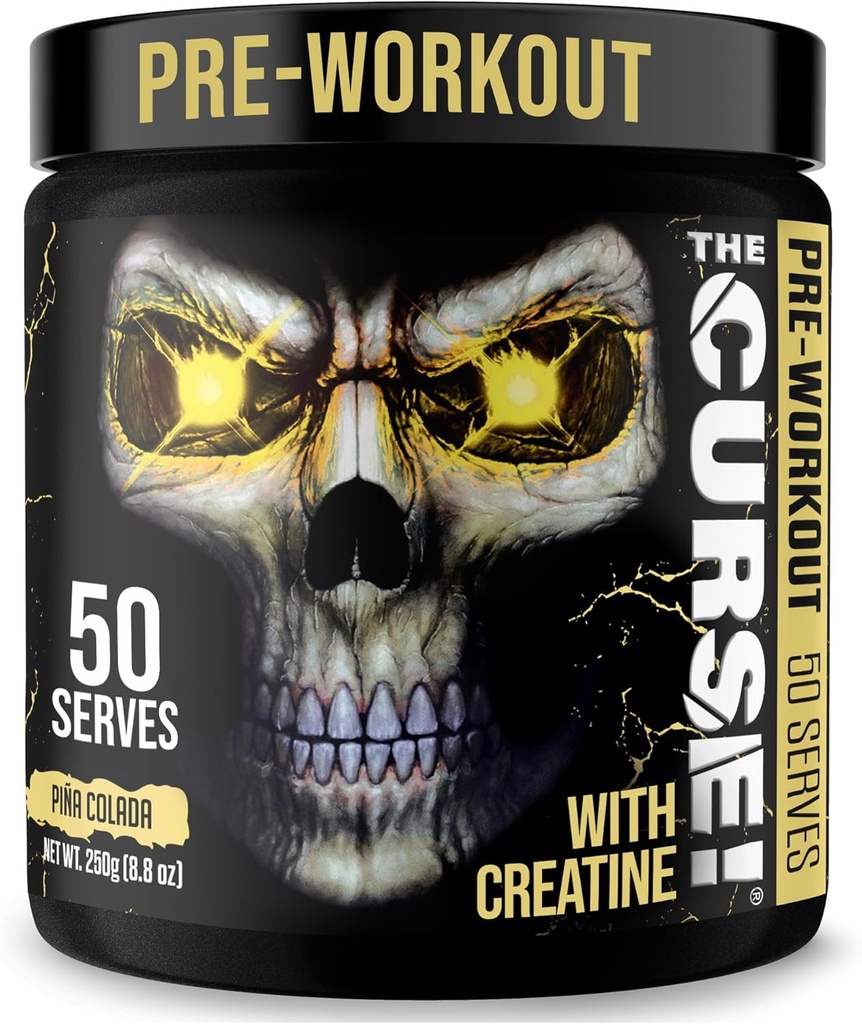 ¡JNX lanza la maldición! Pre Workout Powder for Men &amp; Women, Caffeine, Beta-Alanine, Creatine, L-Citrulline, 50 Servings, Pina Colada Flavor – Boost Energy, Strength & Focus
