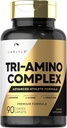 Carlyle Tri-Amino L-Arginine L-Ornithine L-Lysine Suplemento Silencio 90 Caplets peru Vegetarian, Non-GMO, Gluten Free