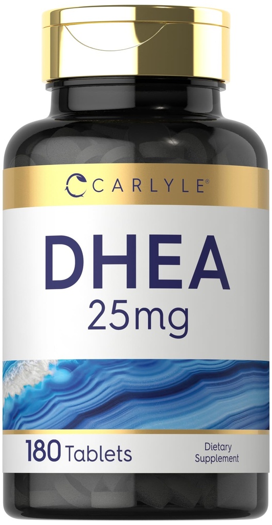 Carlyle DHEA Suplemento para Mujeres y Hombres TENIDO 25mg TEN 180 Tablets TEN Vegetarian, Non-GMO, y Gluten Free