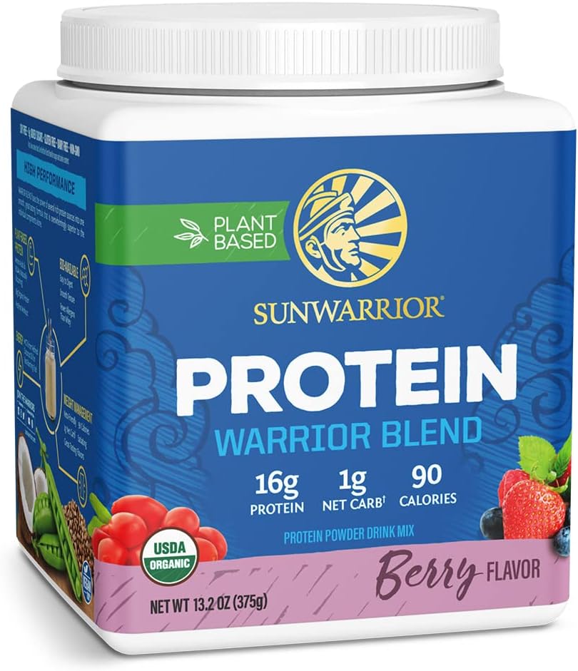 Vegan Protein Powder con BCAA Silencio Orgánica Hemp Seed Protein Gluten Free Non-GMO Dairy Free Soy Sugar Free Low Carb Plant Based Protein Powder ← Berry 15 SRV 375 G ← Warrior Blend by Sunwarrior