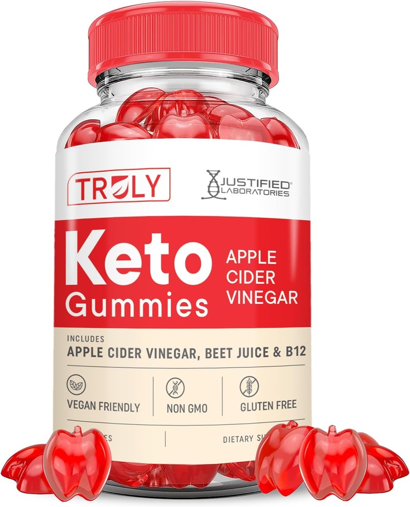 Truly Keto ACV Gummies Advanced Formula 1000MG Truly Keto Gummies Apple Sider Vinegar Formulado con Pomegranate Beet Juice Powder B12 Vegan Non GMO 60 Gummys