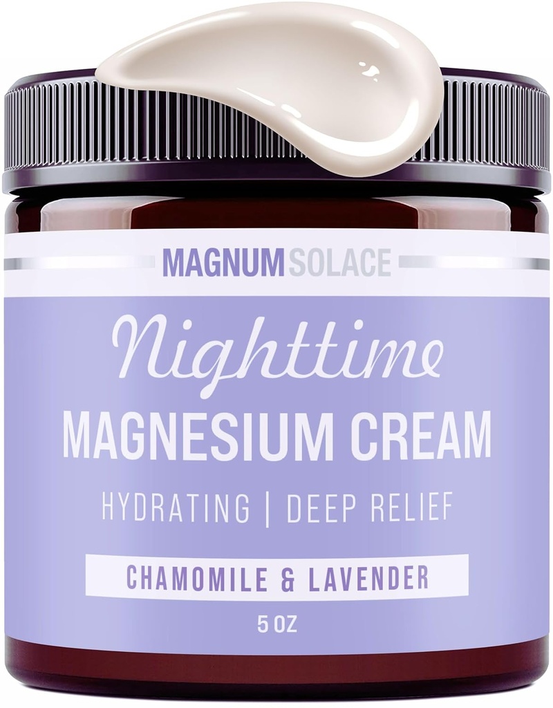 Loción de magnesio – Crema de Magnesio Noche – Aplicar a las piernas, los brazos o el tópico - Cloruro de magnesio tópico – EE.UU. Hecho y seguro para niños (Lavanda de la manzanilla)
