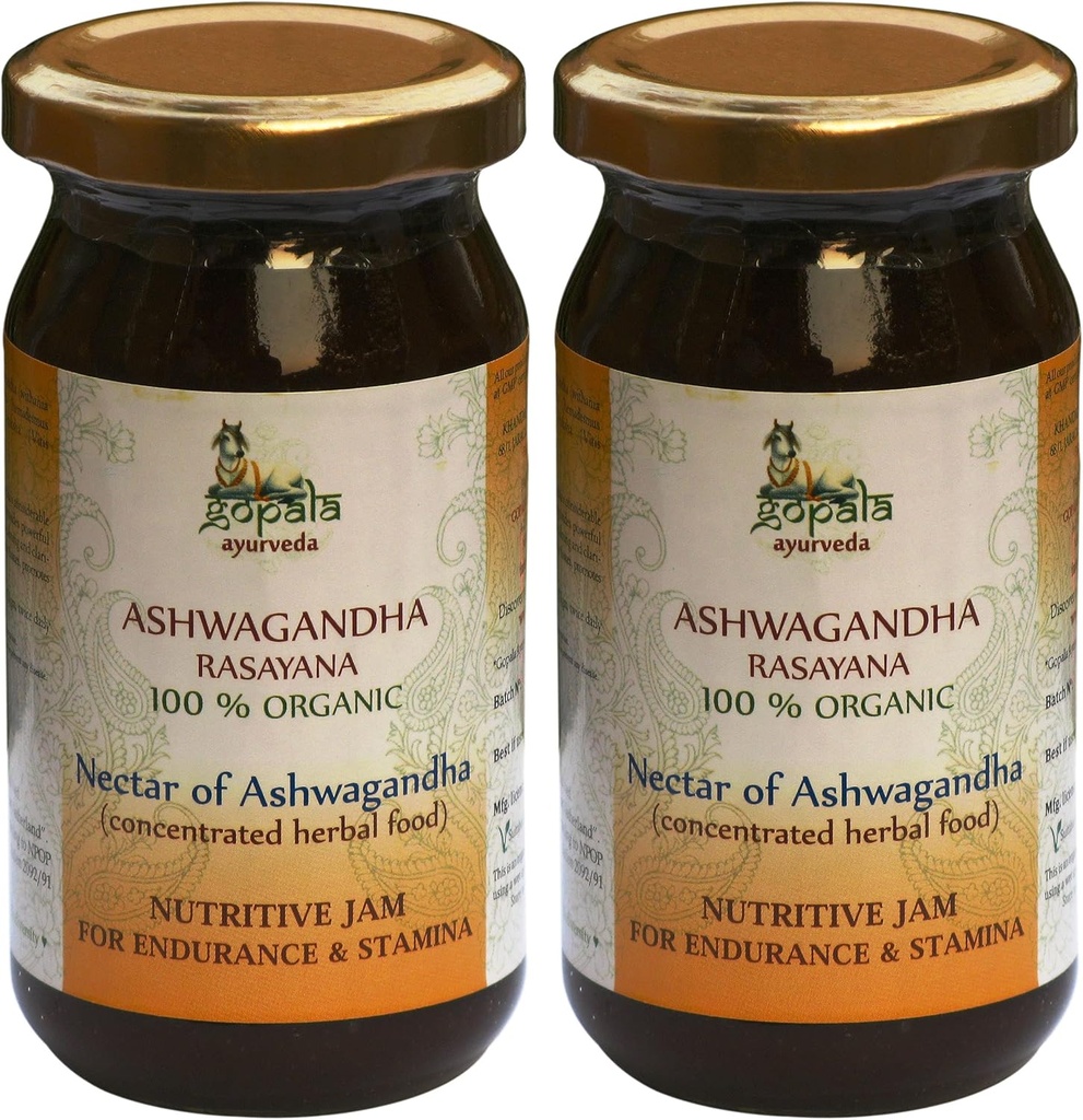 Gopala Ayurveda Ashwagandha Rasayana 250g - Ayurvedic Herbal Jam Hecho con 100% USDA Certified Organic Herbs (Pack of 2)