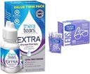 TheraTears Extra Dry Eye Drops, 2 Count &amp; Nice 'n Clean 100 SmudgeGuard Lens Wipes Bundle