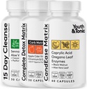 CandEase Matrix Pills " Colon Cleanser " Full Detox Matrix Fast Kit Bundle 3pk ¦ Caprylic Acid Oregano Protease " Cellulase Enzymes Laxatives ACV Chromium " 100 Bil CFU/g Digestive probiotics