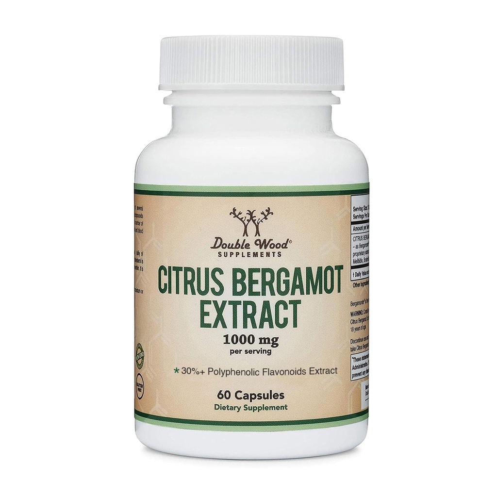 Citrus Bergamot Suplemento, 1000mg, 60 cápsulas - Apoyos Colesterol saludable " Triglyceride Levels - 1000mg Servings (Bergamonte Standardization) by Double Wood