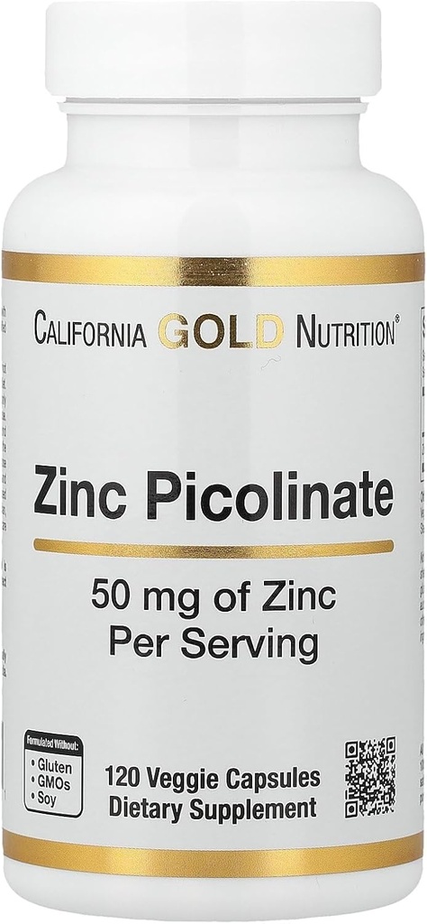 Zinc Picolinate, Forma biodisponible de zinc, soporta la salud inmunitaria, 50 mg, 120 cápsulas vegetales