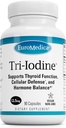 EuroMedica Tri-Iodine - Asistencia para la salud tiroidea - Ayuda equilibrio hormonal con yodo molecular de Kelp - Características Iodida de potasio & Iodide de sodio - Cerebro & energía Soporte - 12,5 mg, 90 cápsulas