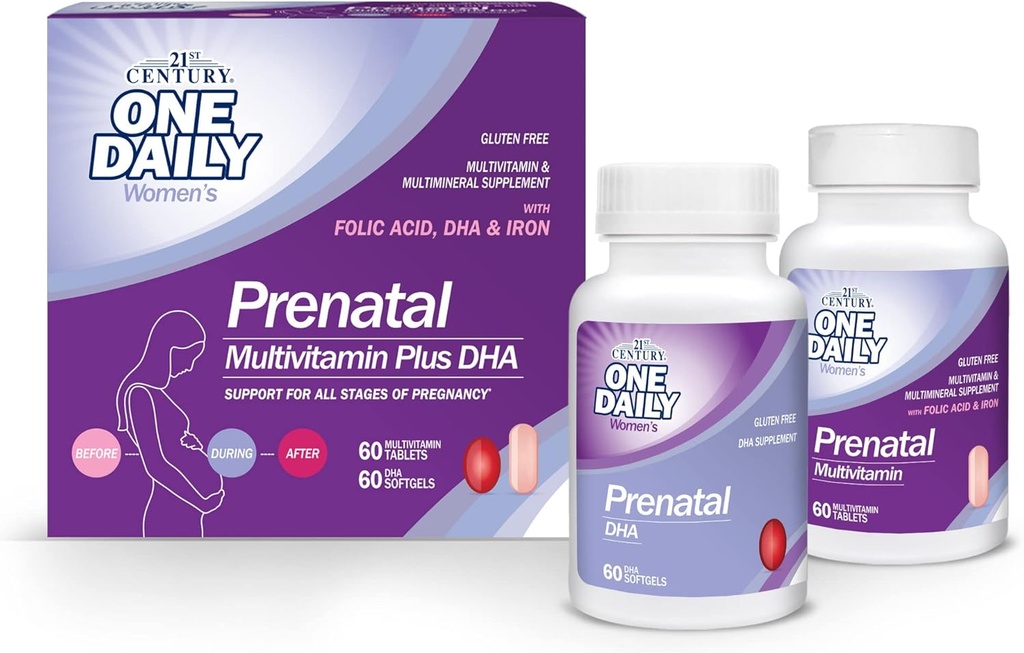 Prenatal del siglo XXI con DHA, Tabletas y Softgels, 120 Conde
