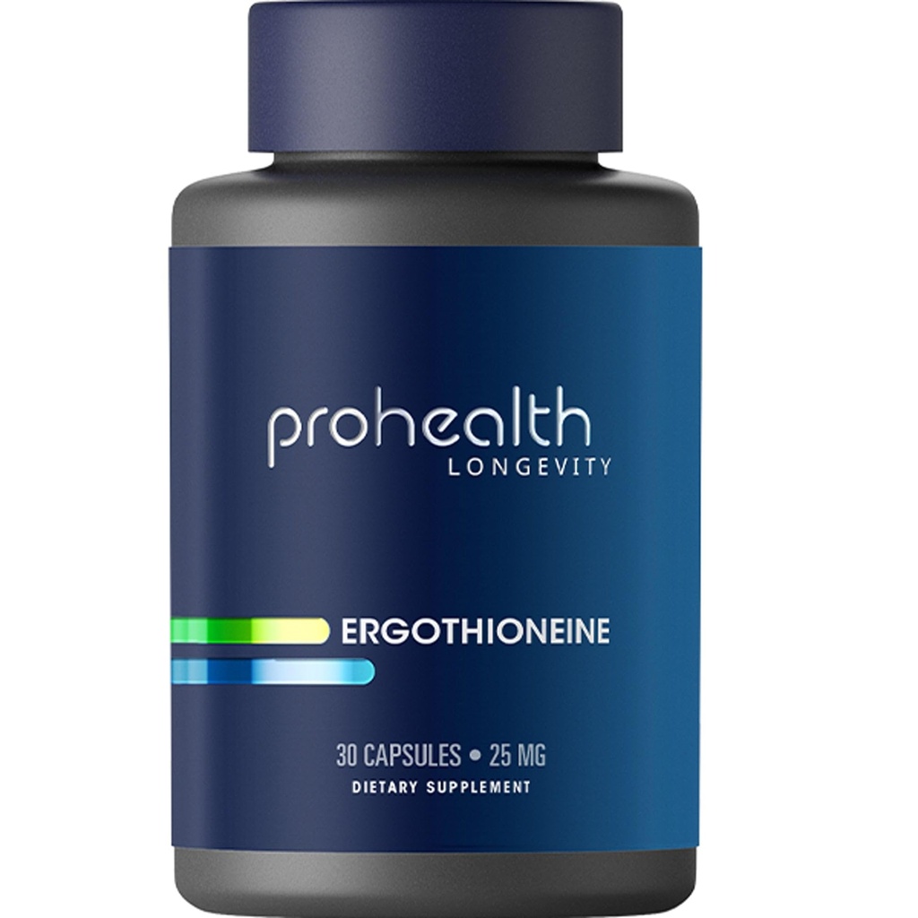 ProHealth Ergothioneine 5X Strength. 25mg Dose de investigación clínica. Suplemento natural de hongos Aminoácidos para mejorar la cognición, la salud cardíaca. Vitamina de Longevidad Esencial. 25 mg/Serving, 30 Actuaciones