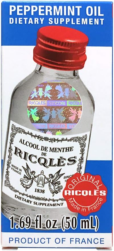 Ricqles Peppermint Oil Suplemento dietético (Apoyos Digestión saludable, Confort intestinal) (1,69 fl. oz) (1 Botella) (Producto de Francia)