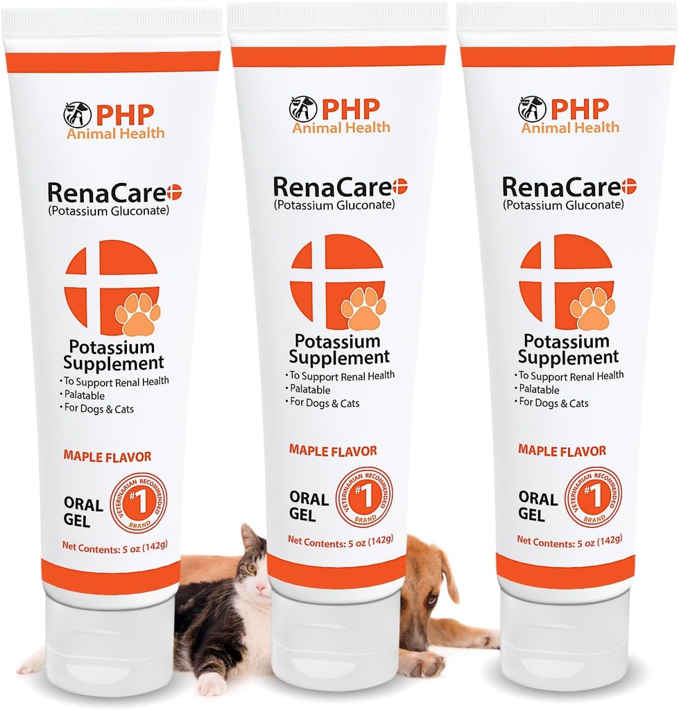 RenaCare K es para Renal K (Potasio Gluconato) suplemento de potasio Gel para perros y gatos, (15 oz) con Maple Flavor (Made en EE.UU.)