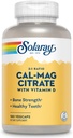 SOLARAY Calcium &amp; Magnesium Citrate 2:1 Ratio w/Vitamin D-3, Huesos saludables, Muscle &amp; Nervous System Support, Alta absorción 180 cápsulas