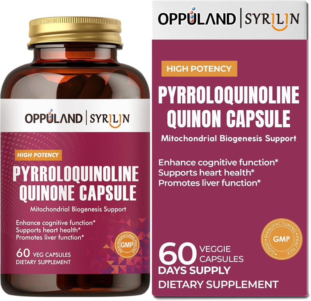 Pyrroloquinoline Quinone-PQQ Suplemento 20 mg-Apoyos Salud del Corazón*-Sin gluten,No-GMO,Vegetarian-60 Veg Capsules