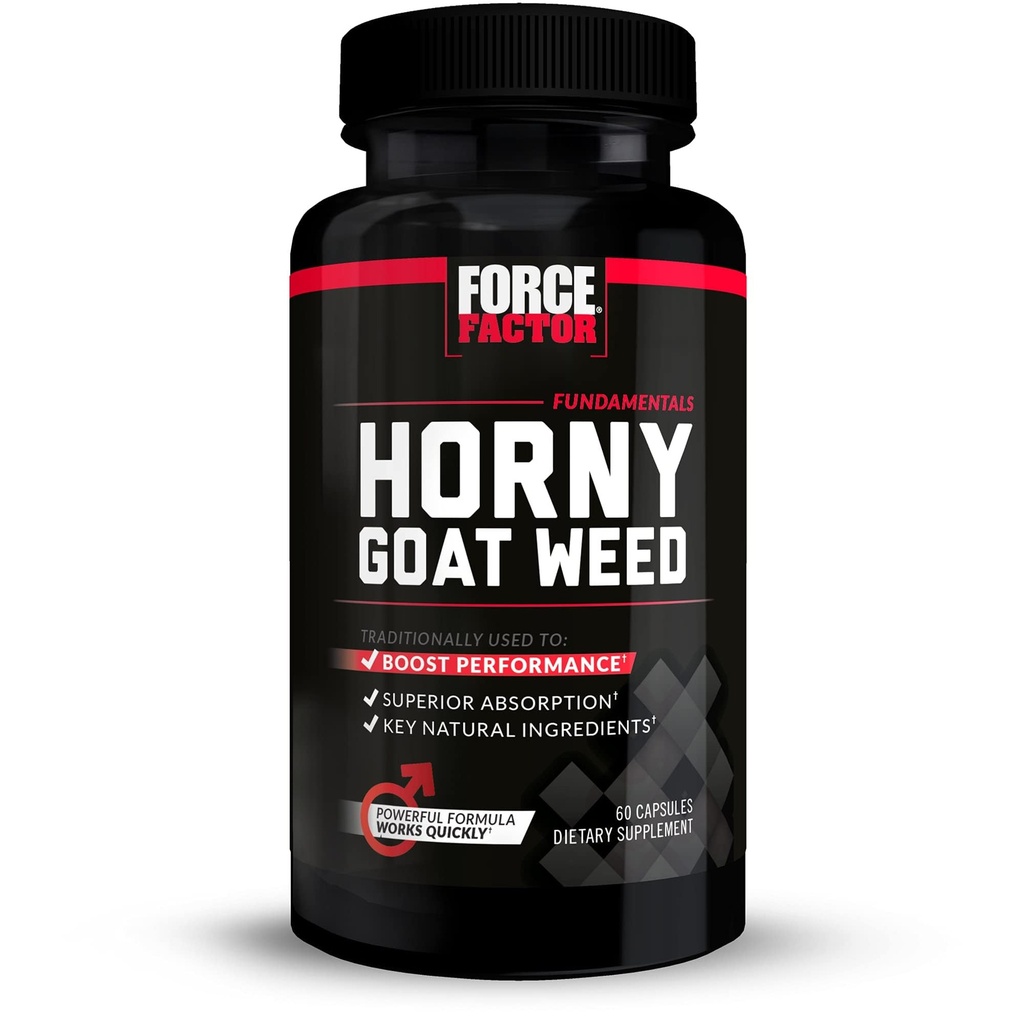 Factor de fuerza Horny Goat Weed for Hombre, Natural Male Drive and Vitality Supplement with Natural Ingredients for Superior Absorption, Fundamental Series, 750mg, 60 Capsules