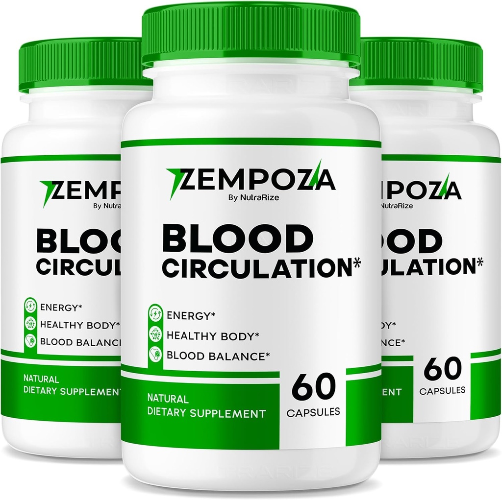 NutraRize (Pack of 3 Zempoza Capsules, Advanced Blood Support Formula, All Natural Supplement Maintain Healthy Levels, Official for General Wellness, Pastillas Reviews (180 cápsulas)