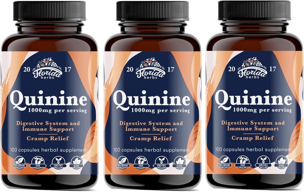Pilas orgánicas - 1000 mg - Quinine Tablets for Cramp Defense - Cinchona Bark Herb Suplemento - Quinine Capsules for Muscle Cramp - Made in USA - 1000 mg (330 Conde)